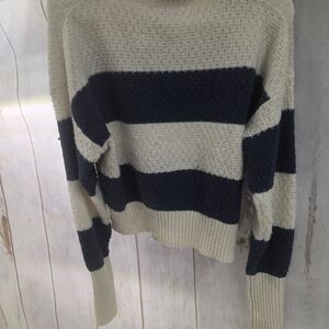 Navy and Cream Striped Sweater